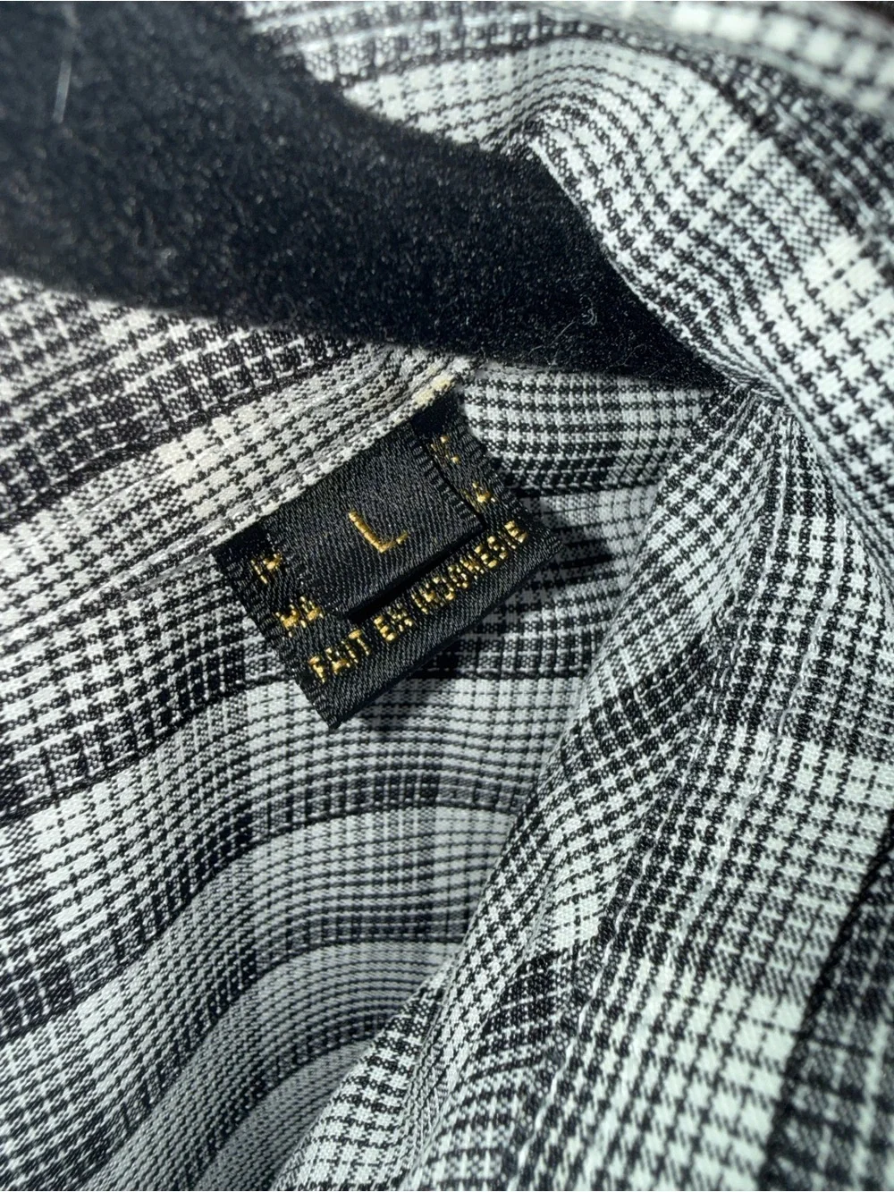 Men's Bugatchi Uono Short-Sleeve Black/White Plaid Button-Up Shirt - Size Large